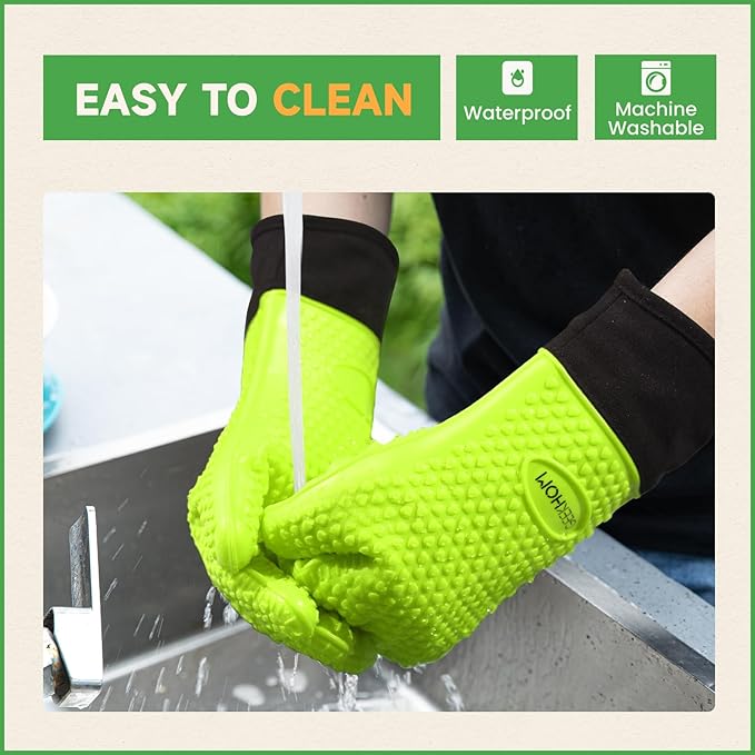 GEEKHOM BBQ Gloves Heat Resistant Oven Mitts - Image 3