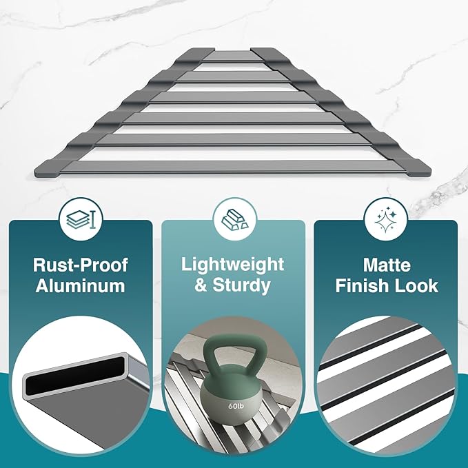 COOL-ANGLE Corner Sink Drying Rack, Heat Resistant Roll Up Mat - Image 7