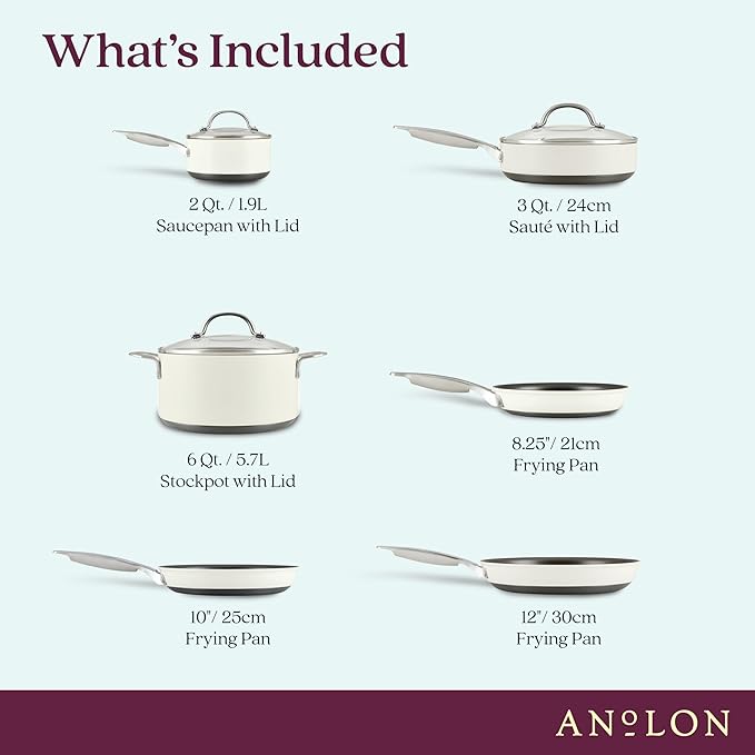 Anolon Achieve Hard Anodized Nonstick Cookware Pots and Pans Set, 9 Piece - Image 3