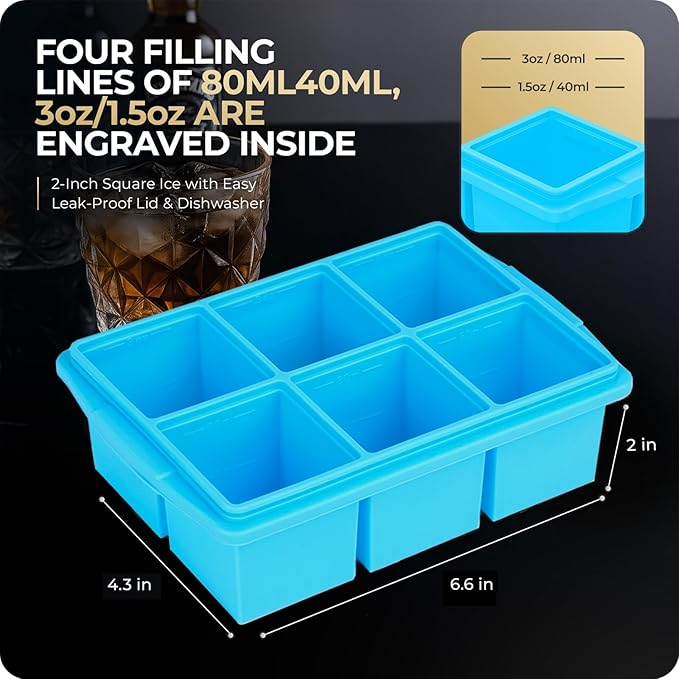 Large Ice Cube Trays for Whiskey, Silicone Ice Cube Tray, - Image 7