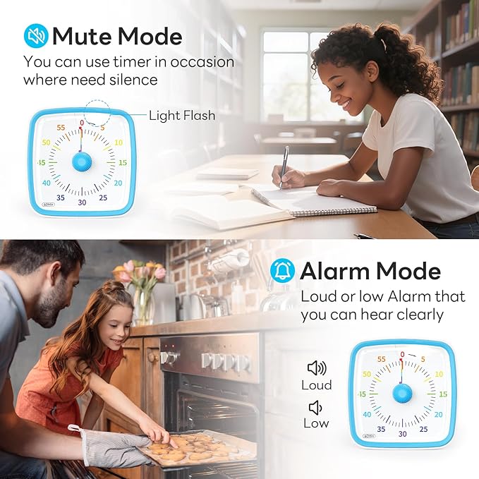 Yunbaoit Visual Timer with Night Light, 60-Minute Rainbow Countdown Timer - Image 4