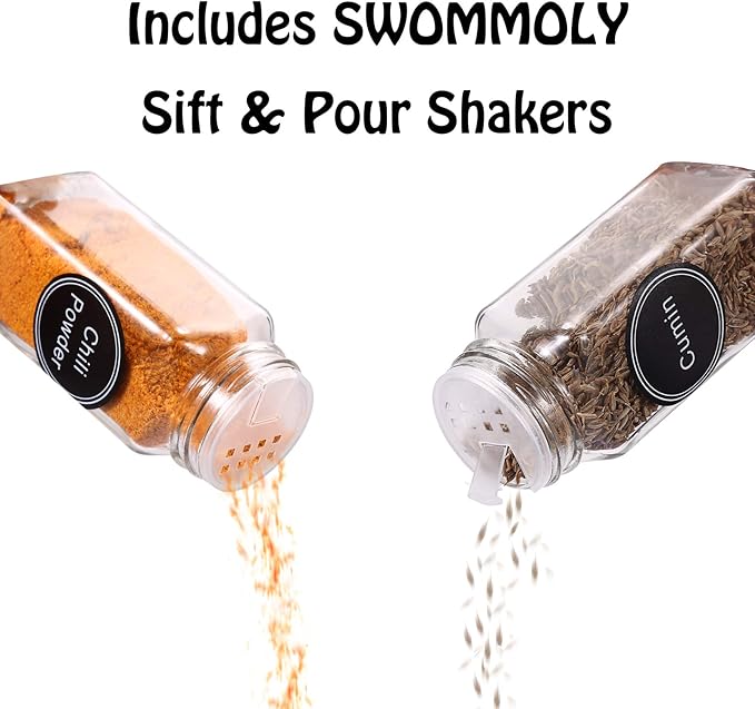 SWOMMOLY 48 Glass Spice Jars - Image 5