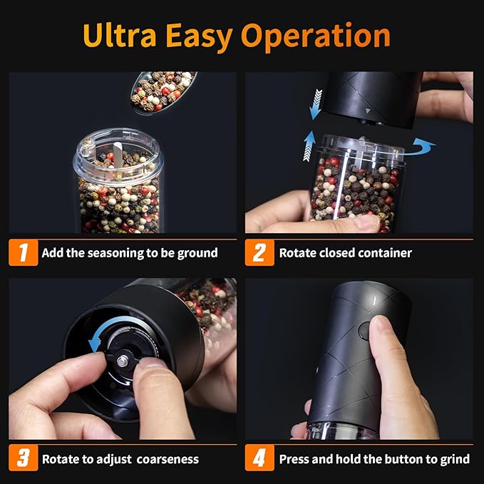 2Pack Electric Salt and Pepper Grinder Set USB Rechargeable - Image 7