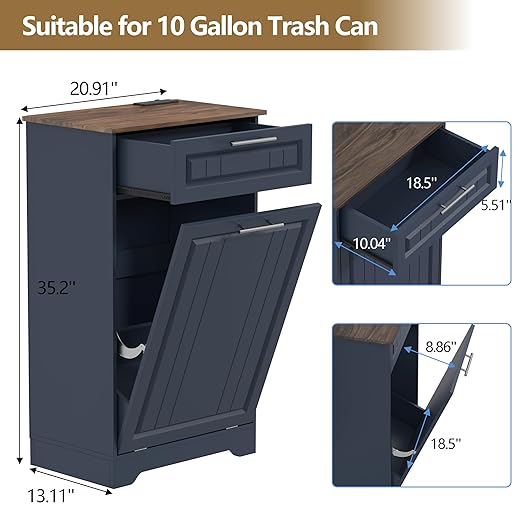 Single 10 Gallon Tilt Out Trash Can Cabinet - Image 6