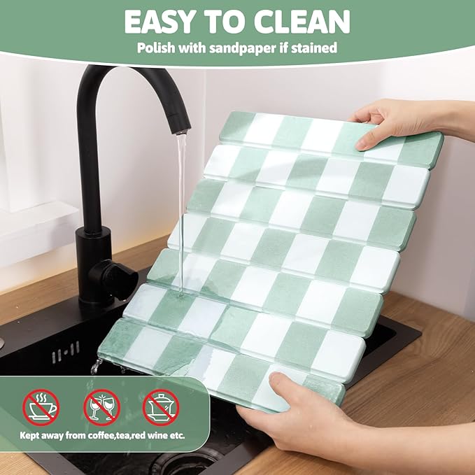 Yamaziot Stone Drying Mat for Kitchen Counter, Quick-Dry Diatomaceous Earth Mat - Image 6
