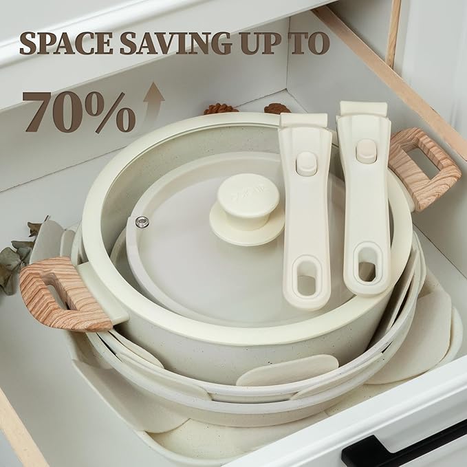 23Pcs Ceramic Cookware Set Non Stick Pots and Pans Set Non Toxic - Image 8