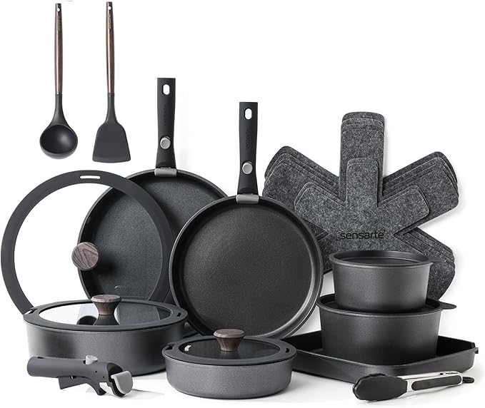 SENSARTE 24 Piece Pots and Pans Set, Nonstick Detachable Handle Cookware by SENSARTE