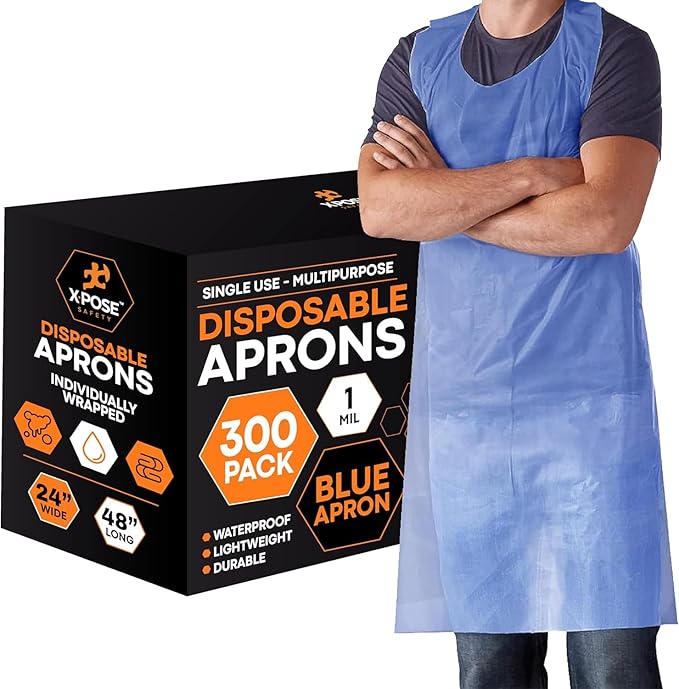 Xpose Safety 300 Blue Plastic Disposable Aprons by XposeSafety