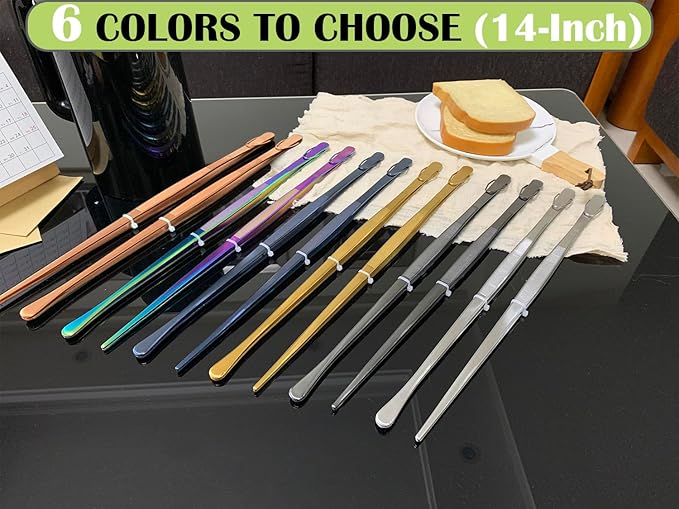 JETKONG 2 Pcs 14-Inch Cooking Tweezers Extra Long Stainless Steel Food Tweezers - Image 5