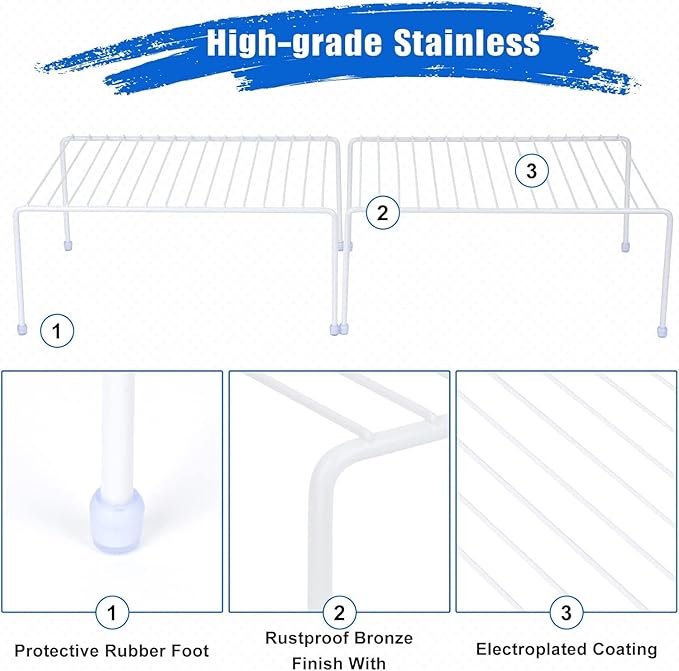 Medium Cabinet Storage Shelf Rack, 6 Shelves, Kitchen Counter and Cabinet Shelf - Image 5