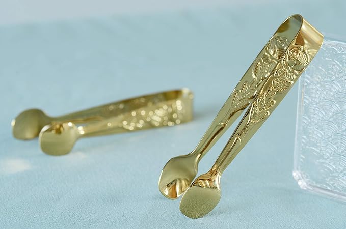 HINMAY 6PCS Mini Serving Tongs 4 Inches Small Rose Sugar Cube Tongs - Image 3
