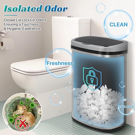 Dkeli 13 Gallon Automatic Motion Sensor Trash Can, Stainless Steel Touchless - Image 6