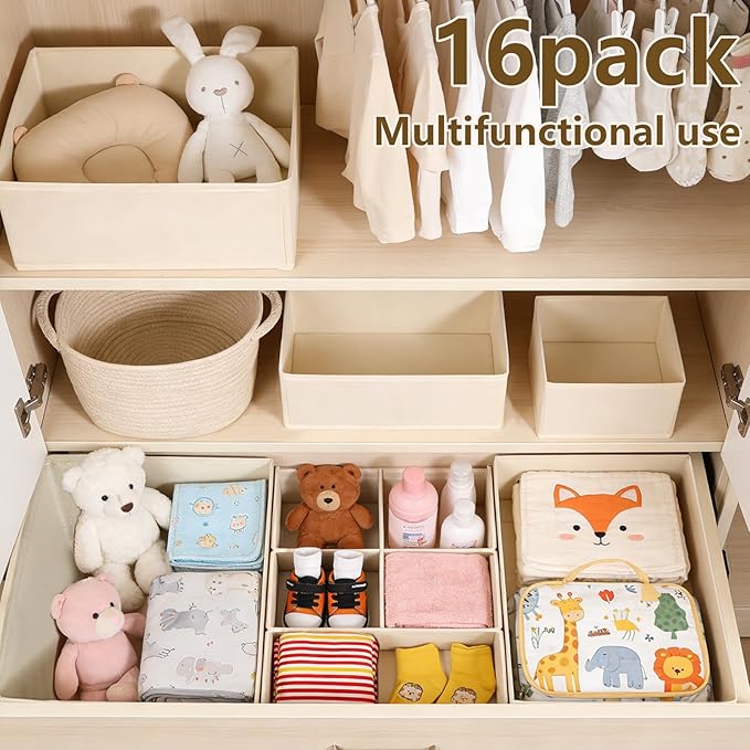 Drawer Organizer Clothes, 16 Pack Dresser Organizer Bins, Foldable Closet - Image 4