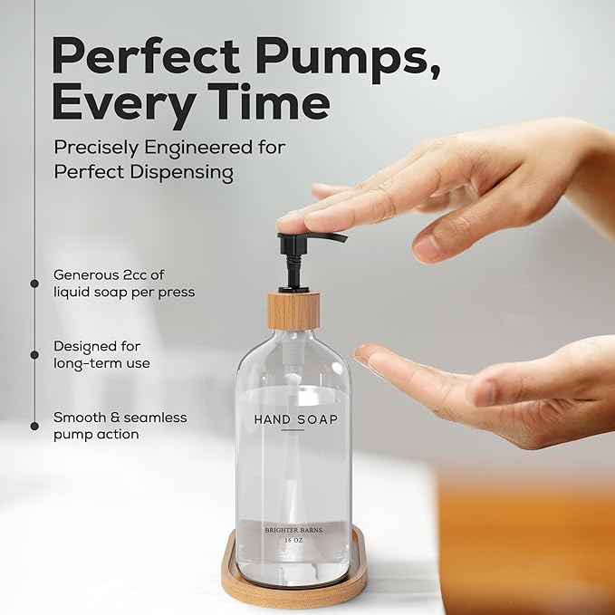 Clear Glass Soap and Lotion Dispenser Set - Image 4