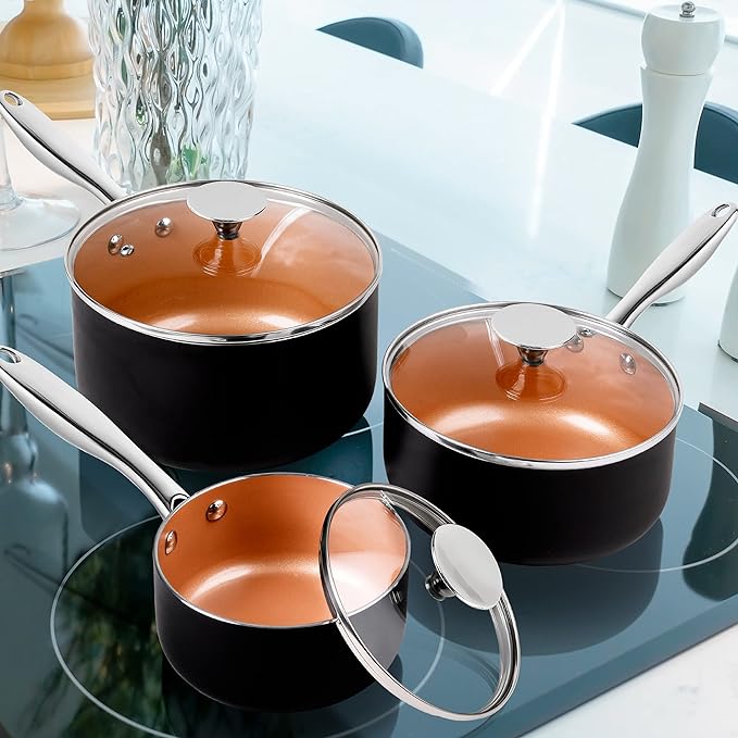 MICHELANGELO Sauce Pan Set, Ultra Nonstick Saucepan Set of 3, Ceramic Saucepans - Image 7