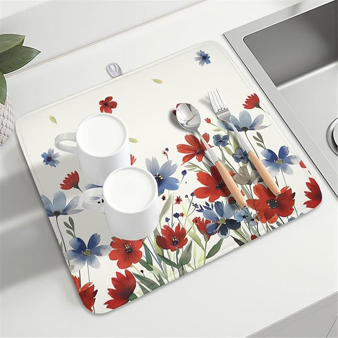 4th of July Floral Dish Drying Mat - Image 8