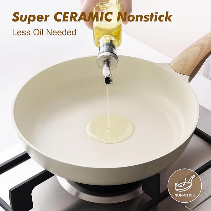 SENSARTE Ceramic Nonstick Frying Pan Skillet 9.5Inch Non Stick Omelette Pans - Image 4