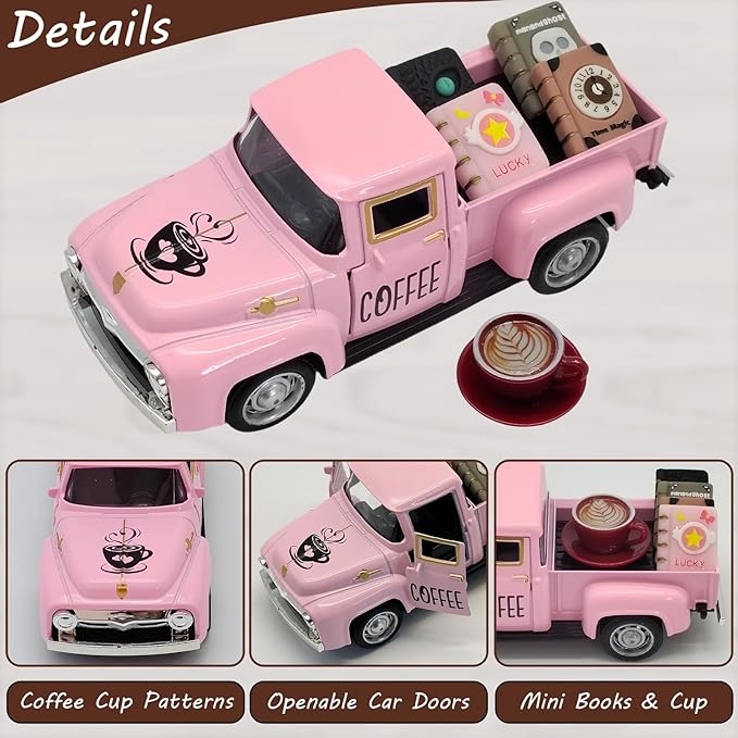 Coffee Bar Decor Vintage Mini Metal Pickup Truck Decor - Image 4