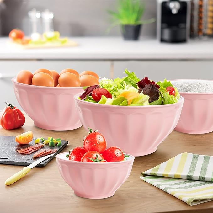 Mixing Bowls with Lids Set, 4 Piece Large Plastic Nesting Bowls, Includes 4 - Image 3