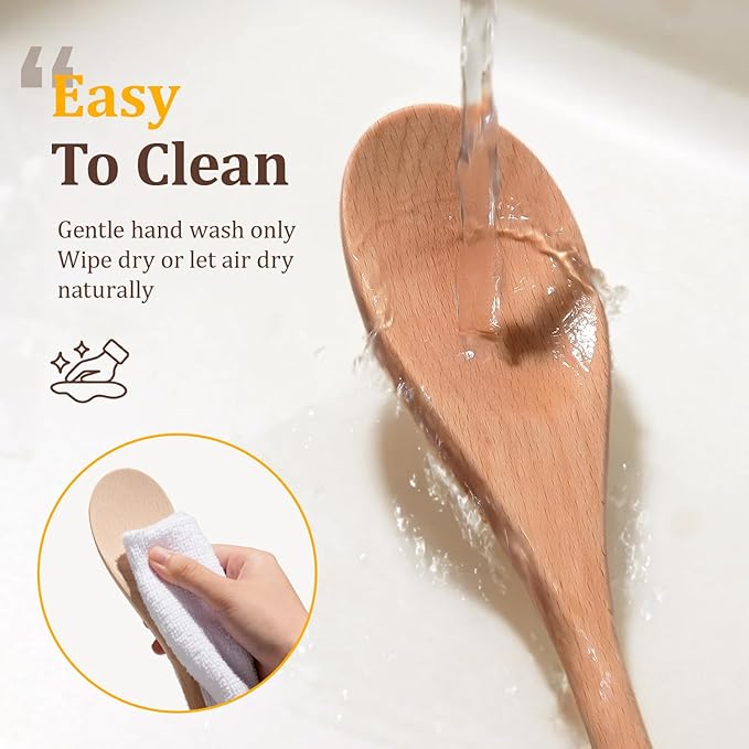12 Pcs Wooden Spoons for Cooking, MORGLES 14-Inch Serving Spoons for Stirring - Image 7