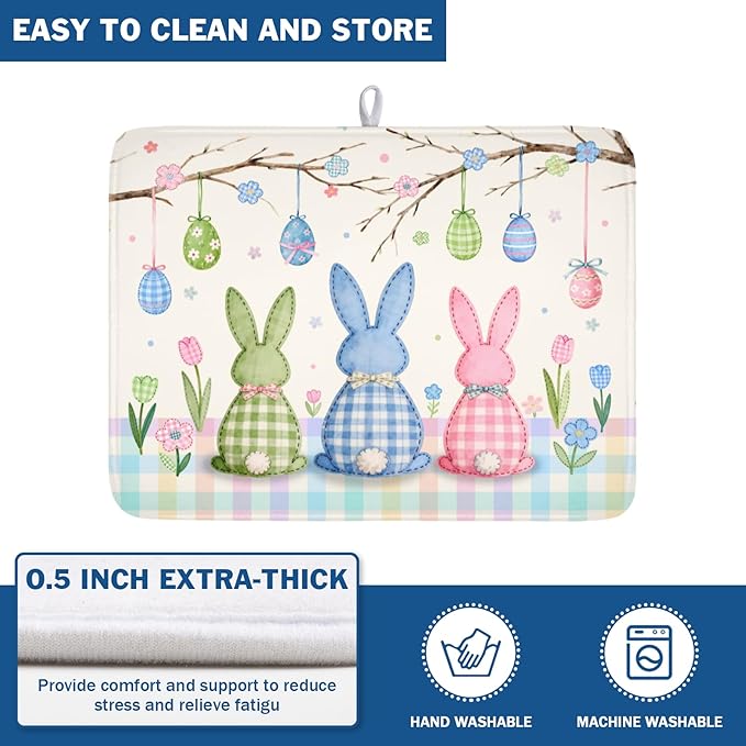 Easter Bunny Dish Drying Mat for Kitchen Counter 18 x 24 Inch Rabbit Eggs Dish - Image 5