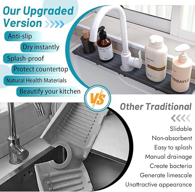 Fast Drying Stone Faucet Mat for Kitchen Sink - Image 8