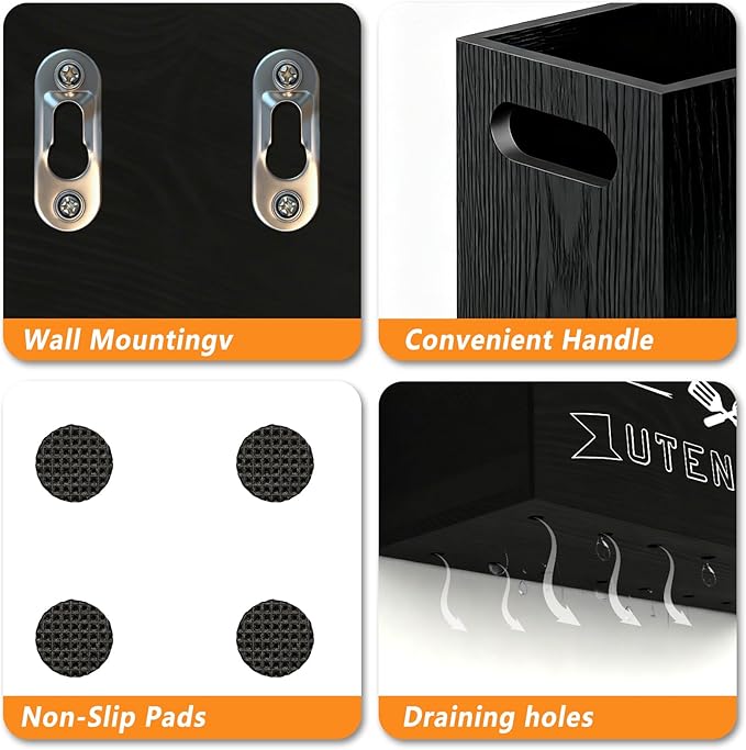 Small and Durable Wood Kitchen Utensil Holder - Image 6