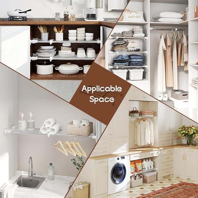 Hershii Tension Shelf Expandable Rod Closet System Heavy Duty Clothes Hanger - Image 7