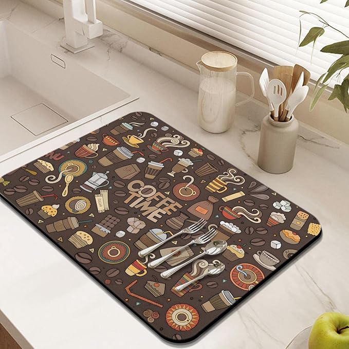 Coffee Bar Mat Accessories for Countertop Super Absorbent Anti-Slip Silicone - Image 4