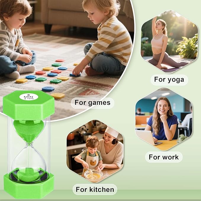 Hourglass 3 Minute Sand Timer, Colorful Hour Glass Sandglass - Image 4