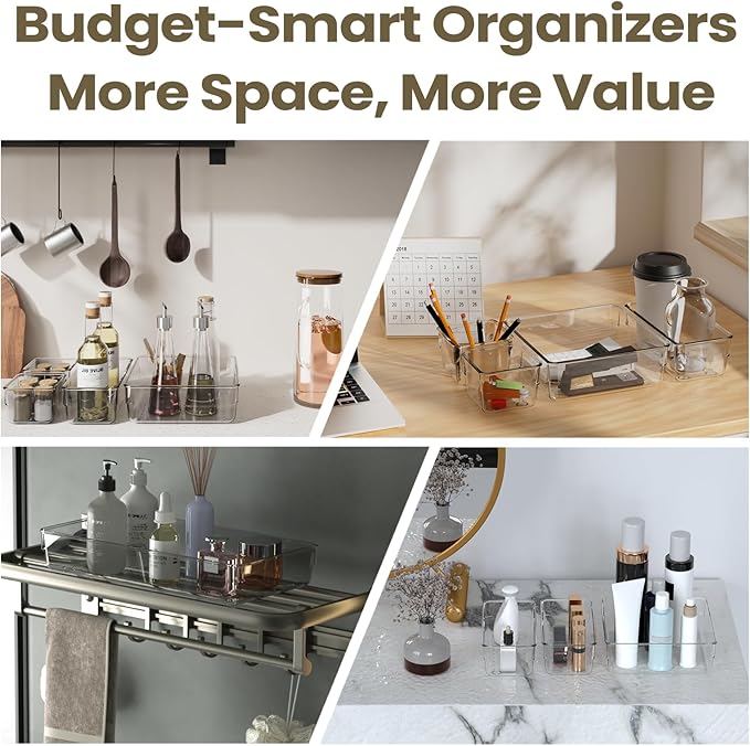 27 PCS Clear Plastic Drawer Organizer Set, 4 Sizes Acrylic Drawer Storage Trays - Image 9