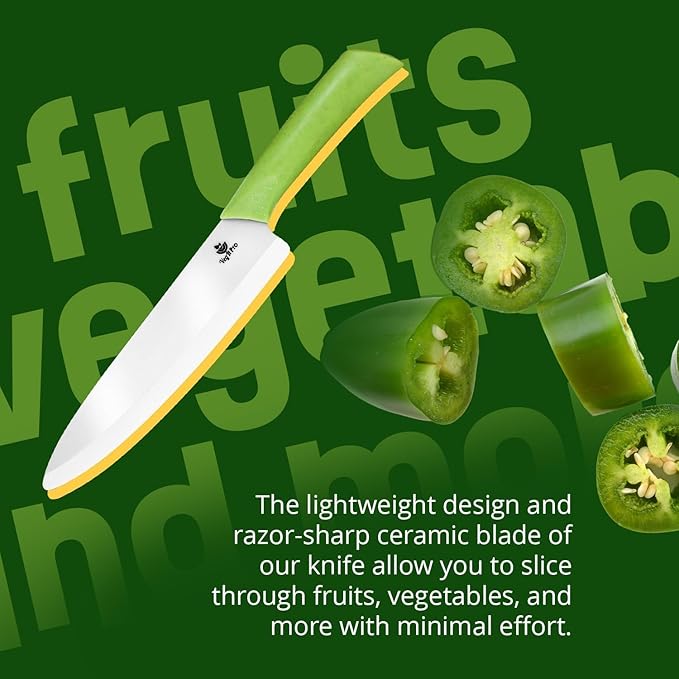 Durable Ceramic Knife for Chopping Vegetables & Fruits, 4” Non-Reactive and - Image 3