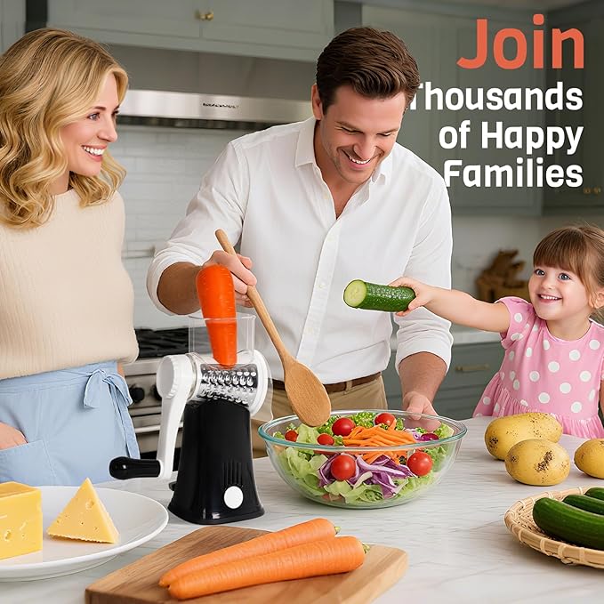 5-in-1 Rotary Cheese Grater Hand Crank, Vegetable Slicer Shredder - Image 9