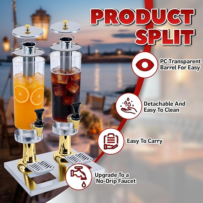 2-Gallon Drink Dispenser with Stainless Steel Drip Tray - Image 3