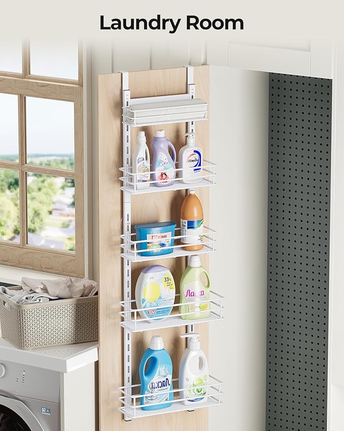 Adjustable 5-Tier Over the Door Pantry Organizer, Spice Rack, Narrow Hanging - Image 7