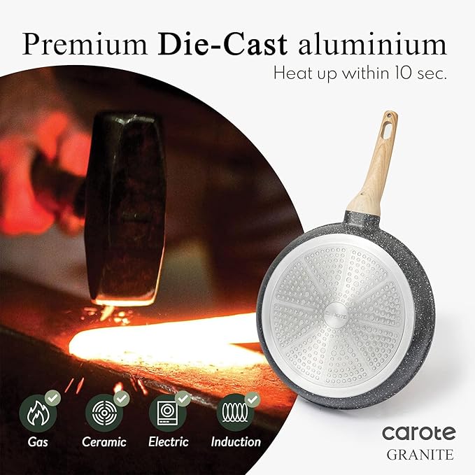 CAROTE Non Stick Frying Pan Skillet, Egg Pan Omelet Pans, Granite Cookware - Image 7