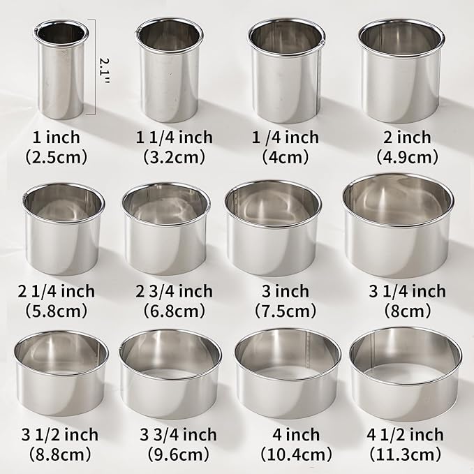 12 Pcs 304 Stainless Steel Biscuit Cutter Set, Round Cookie Cutters - Image 2