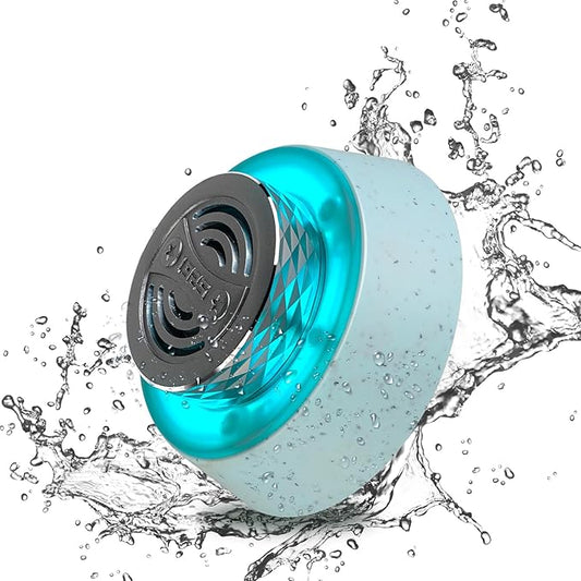 %EF%BC%B7elcometoOKJEW Okjew Bluetooth Shower Speaker, IP67 Waterproof Wireless Speaker with Colorful LED Lights, True Wireless 3D Stereo Sound, Portable Outdoor Speakers for Beach, Pool, Kayak, Travel, and Home Use (Blue)