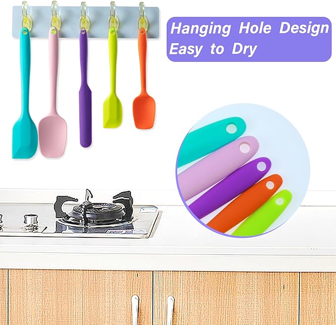 Silicone Spatula Set, 5 Piece Food Grade Rubber Spatulas - Image 5