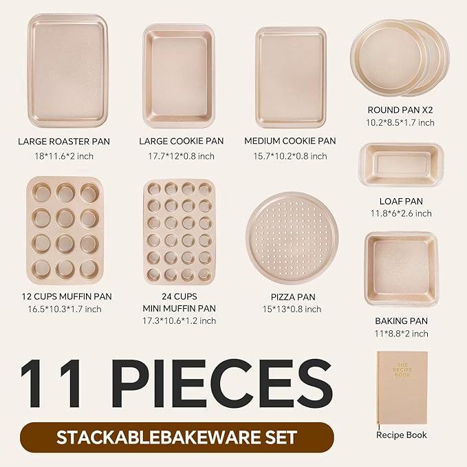 11 Piece Baking Set | Nonstick & Non Toxic Bakeware Sets Baking Pans Set | - Image 4