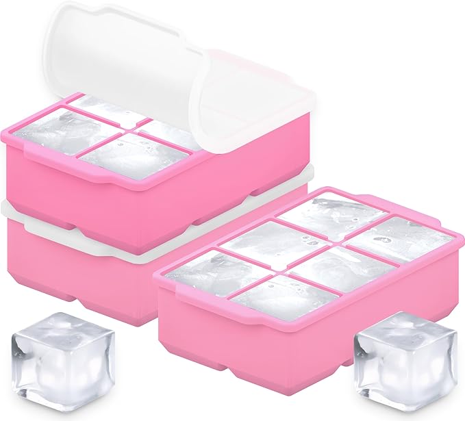 KitchFort Large Silicone Ice Cube Tray, Easy Release 2" Big Ice Cubes by KitchFort