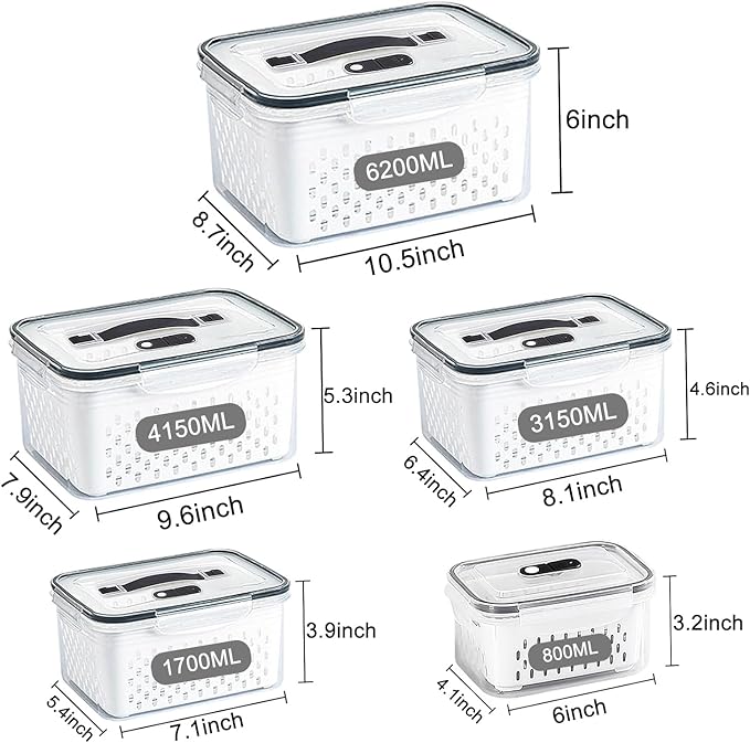 5 Pack Large Fruit Storage Containers - Image 5