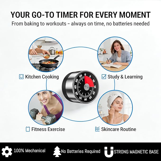 Kitchen Magnetic Visual Cooking Mechanical Timer - Image 6