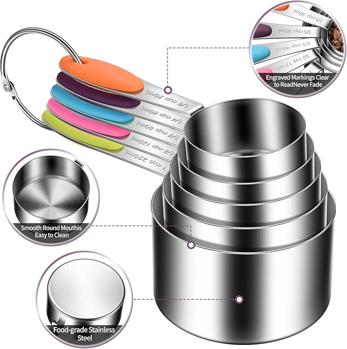 10-Piece Measuring Cups and Spoons Set, 304 Stainless Steel - Image 3