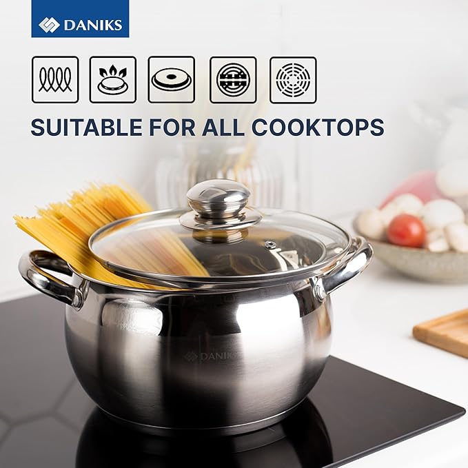 Daniks Classic 12-Piece Stainless Steel Cookware Set - Image 9