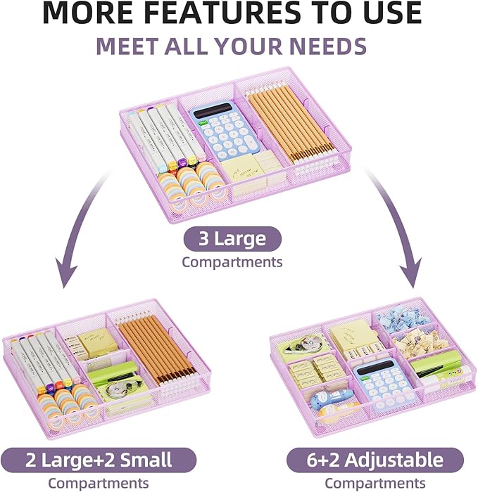 Marbrasse Desk Drawer Organizer, Metal Mesh Drawer Organizer Tray - Image 3