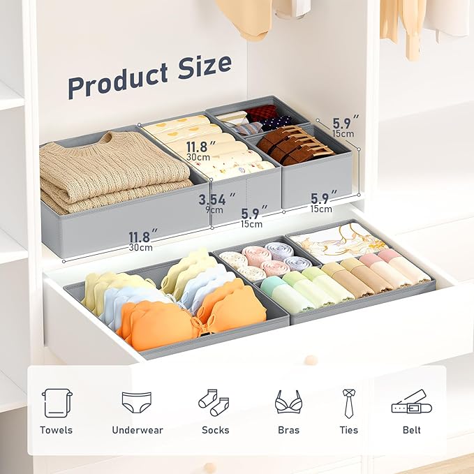 DIMJ Drawer Organizer Clothes, Foldable Closet Organizers and Storage, Fabric - Image 2