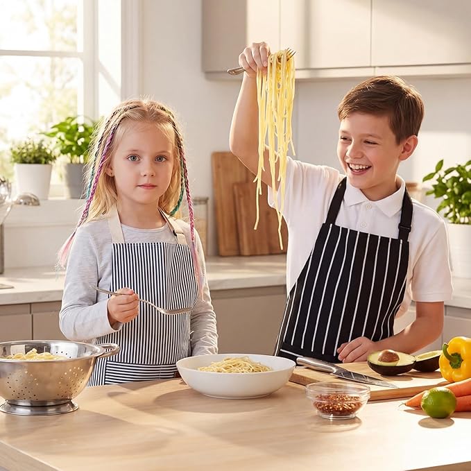 2 Pack Stripes Kids Apron, Kids Cooking Aprons - Image 5