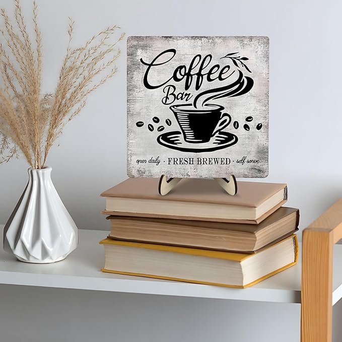Vintage Coffee Bar Sign Plaque for Coffee Station, Funny Jave Desk Decor for - Image 4