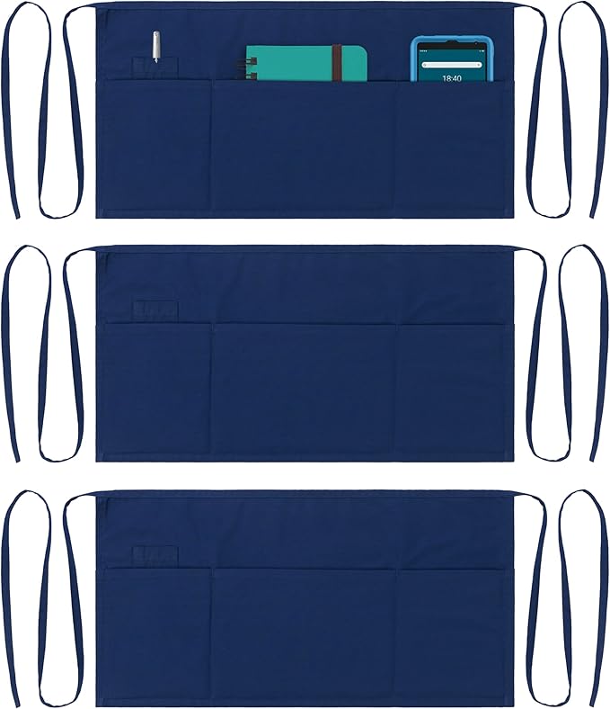 Dreamology Waitress Apron with Pockets, Server Aprons with 3 Pockets, Short & by DREAMOLOGY